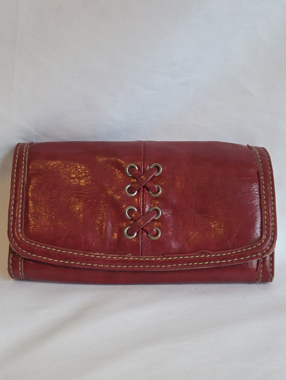 Nine West Red Leather Lace-Accent Wallet